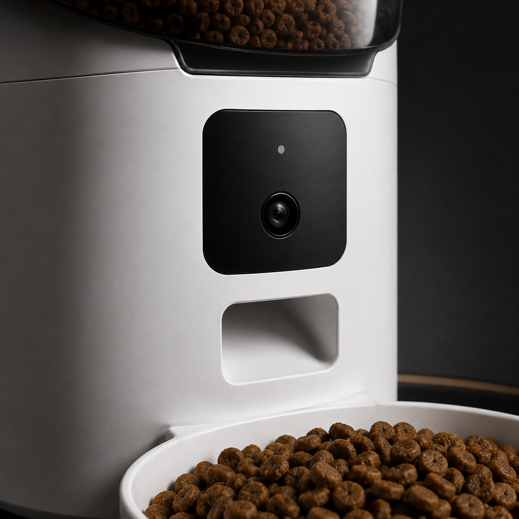 Detalhe de construção e acabamento — Alimentador Automático com Câmera Wi-Fi 4L