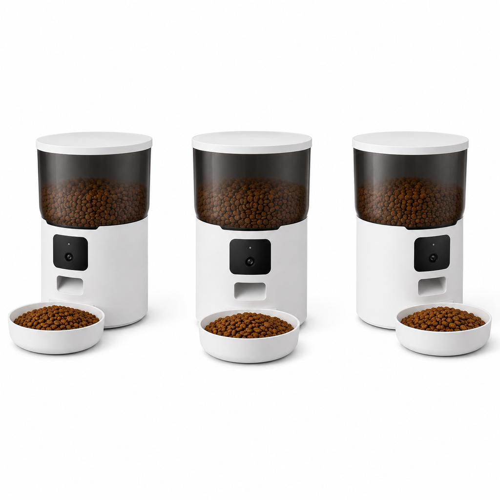 Alimentador Automático com Câmera Wi-Fi 4L — ângulos e variações em fundo branco