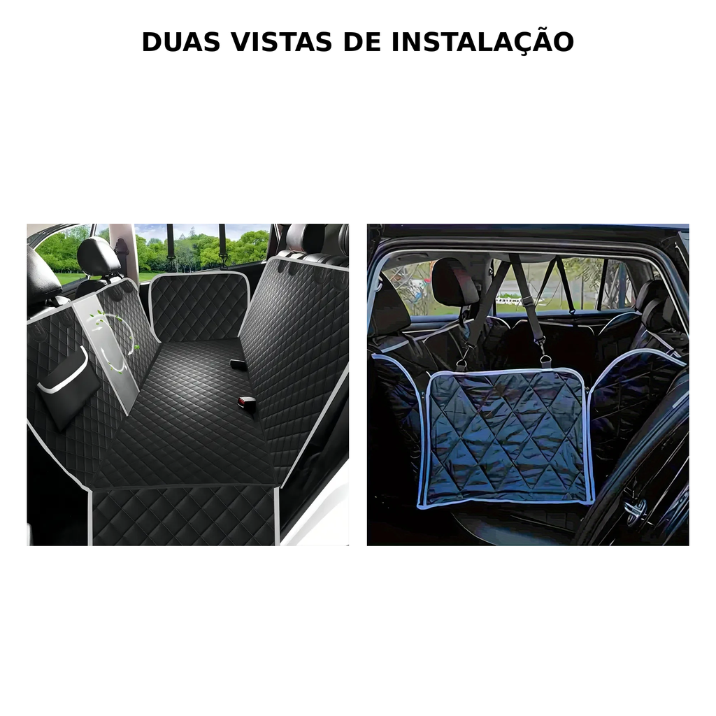 Almofada Impermeável para Pet no Carro 147x137cm — ângulos e variações em fundo branco