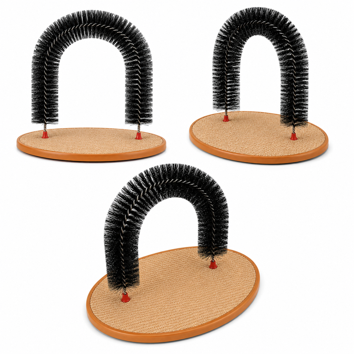 Arco Interativo para Gatos com Escova e Arranhador — ângulos e variações em fundo branco