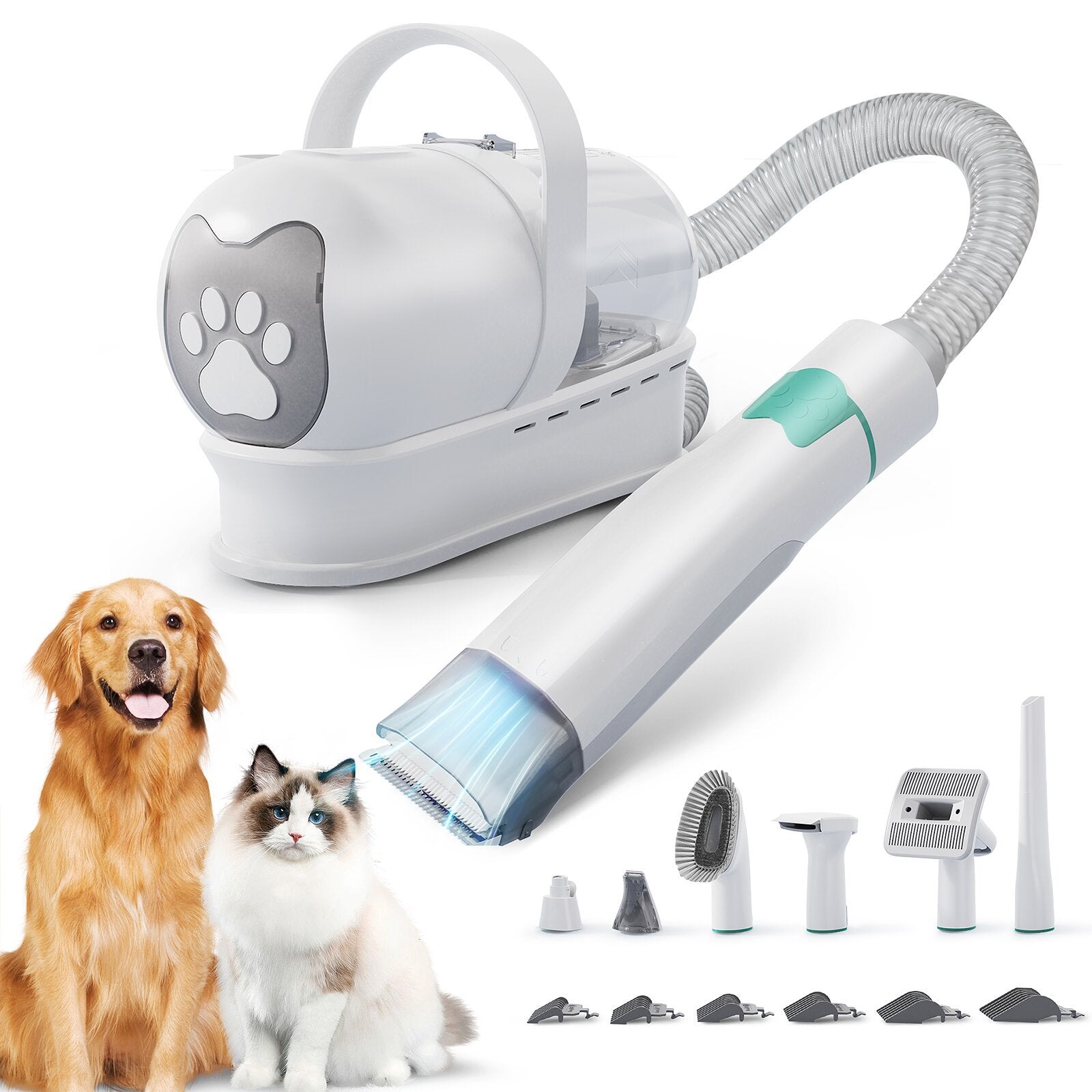 Aspirador e Aparador de Pelos 7 em 1 para Cães e Gatos
