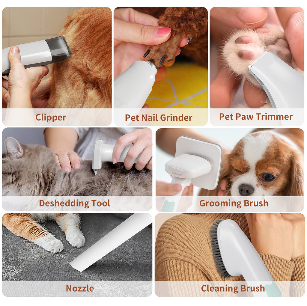Aspirador e Aparador de Pelos 7 em 1 para Cães e Gatos