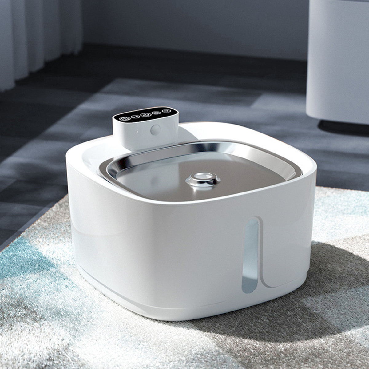 Bebedouro automático para pets com capacidade de 3.2 litros e design com janela de nível de água.