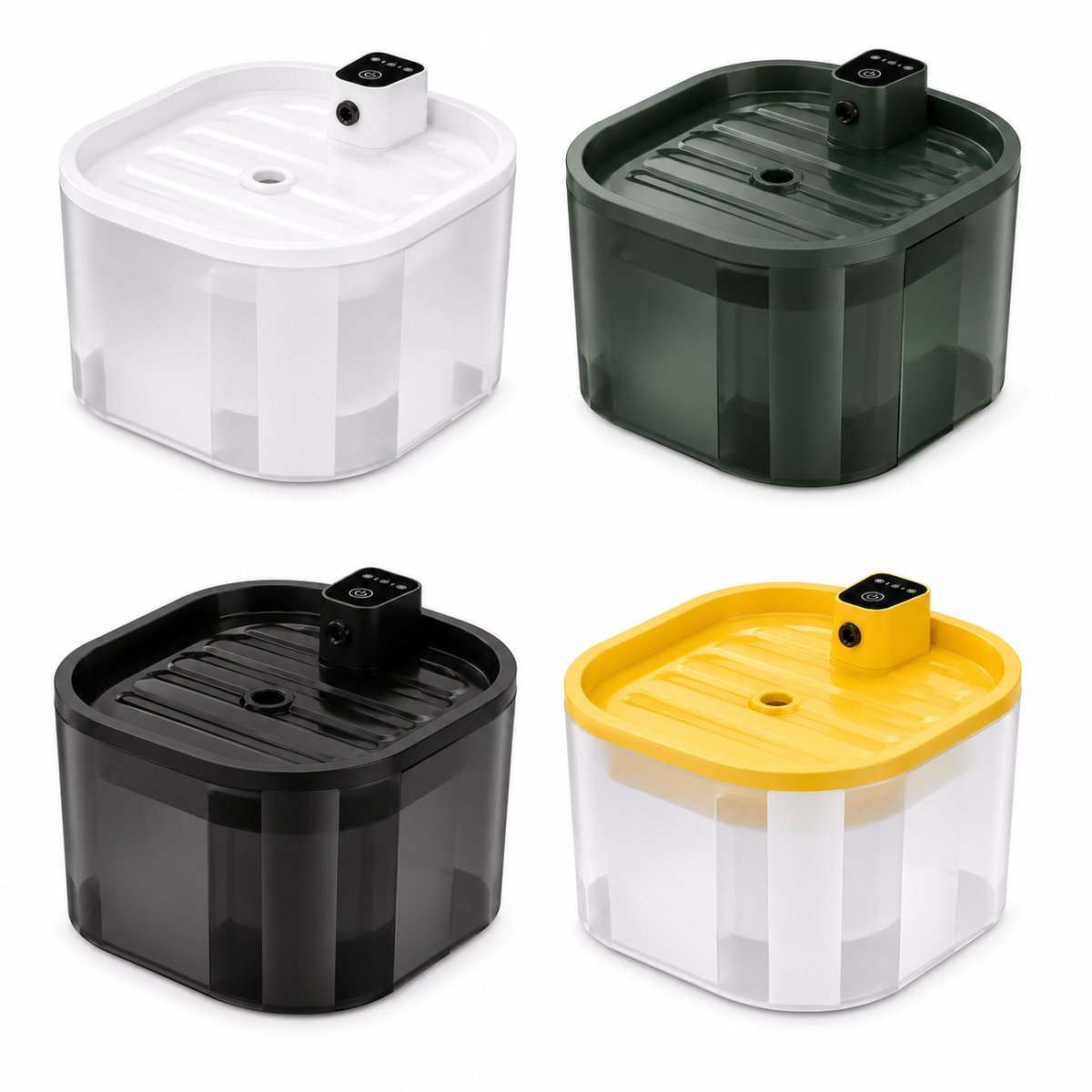 Bebedouro Automático 3.2L Fonte Silenciosa para Gatos — ângulos e variações em fundo branco