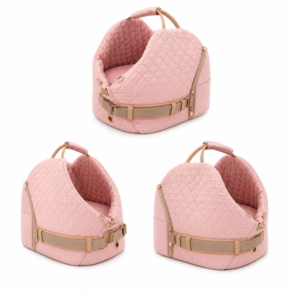 Bolsa de Transporte Acolchoada 2 em 1: Bolsa e Caminha para Pets — ângulos e variações em fundo branco