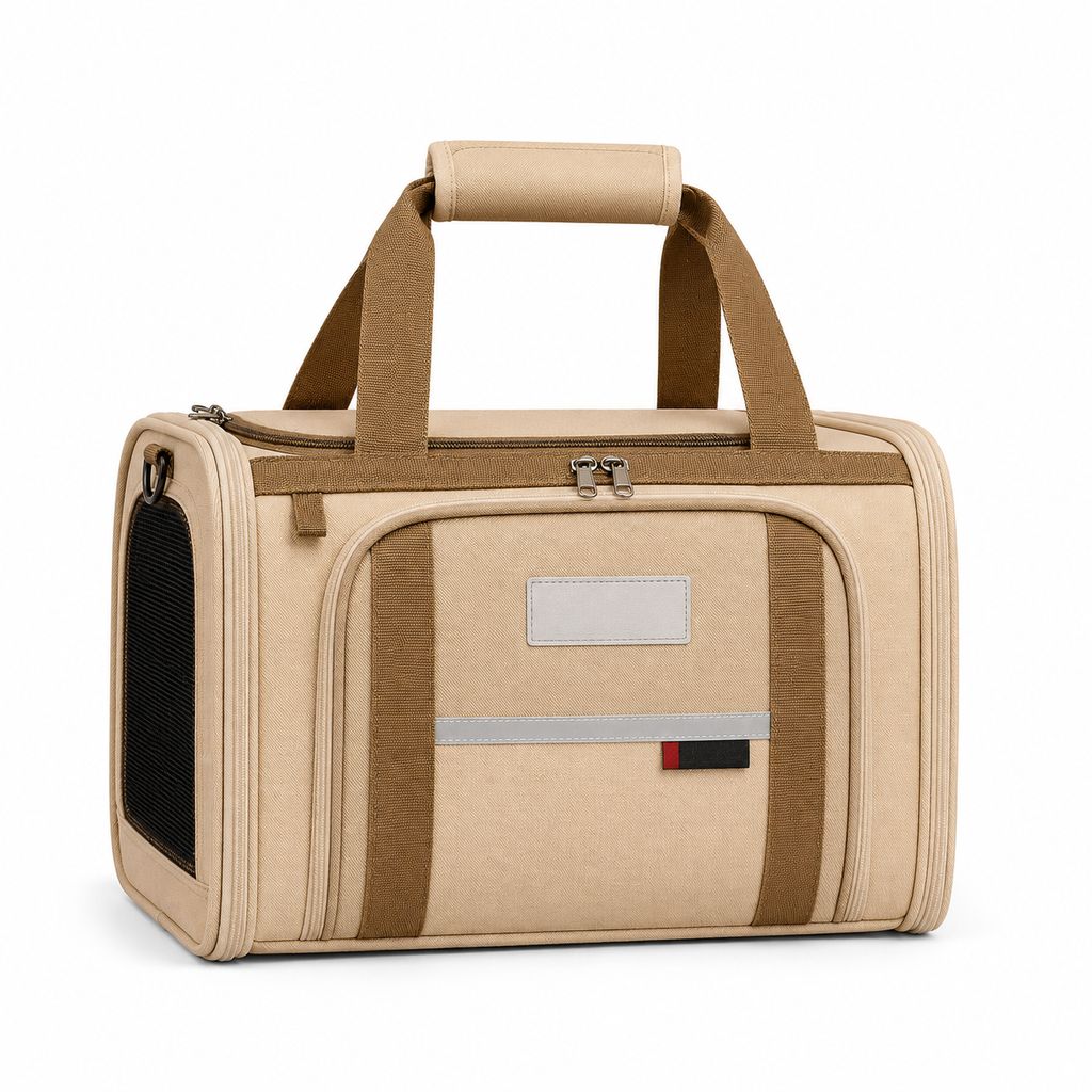 Bolsa de Transporte Pet Aprovada para Viagens Aéreas — vista frontal completa em fundo branco