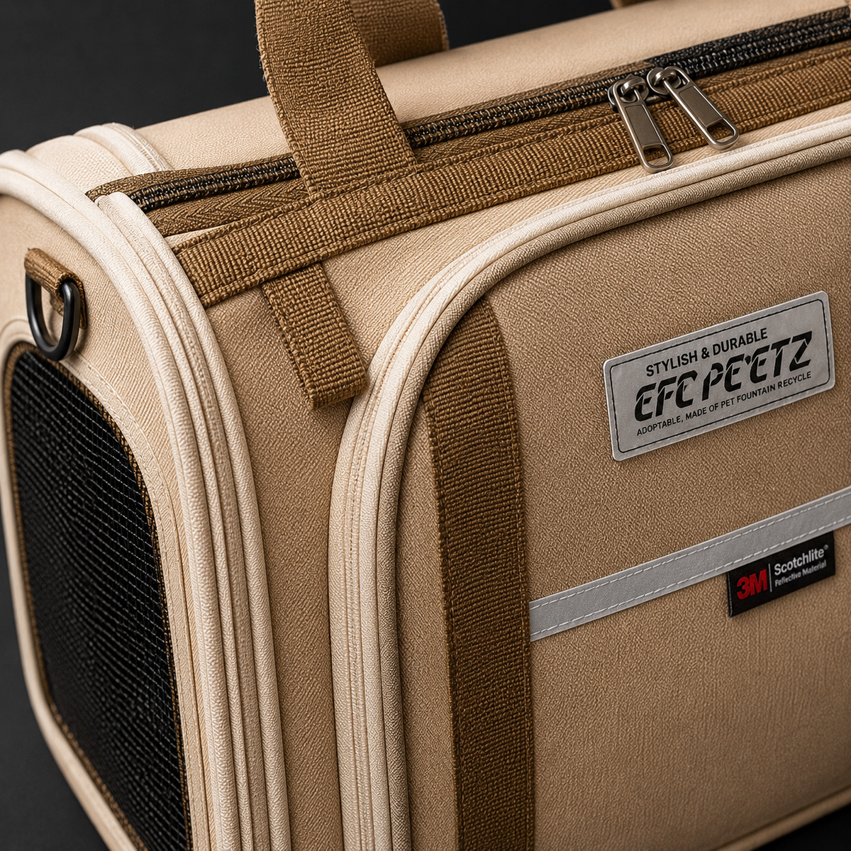 Detalhe de construção e acabamento — Bolsa de Transporte Pet Aprovada para Viagens Aéreas