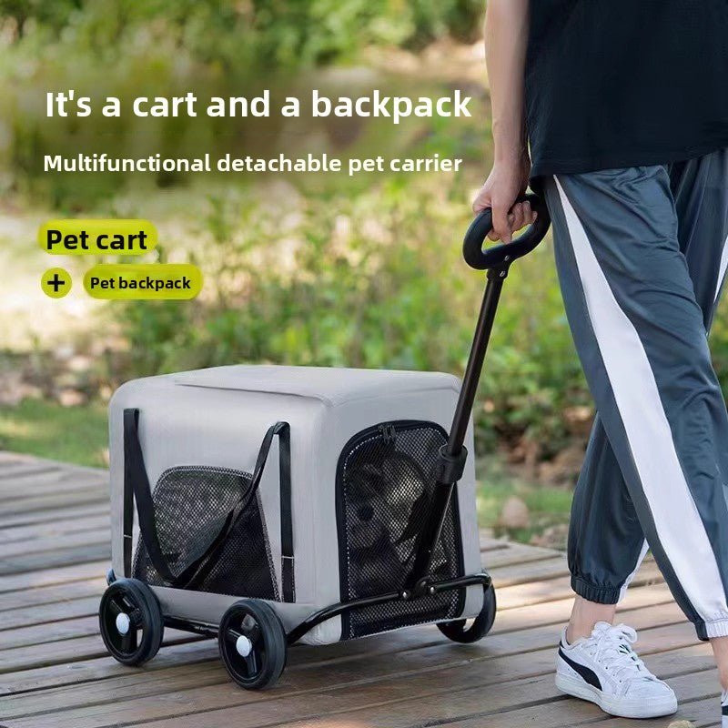 Bolsa de transporte pet preta em tecido Oxford com alças de mão reforçadas