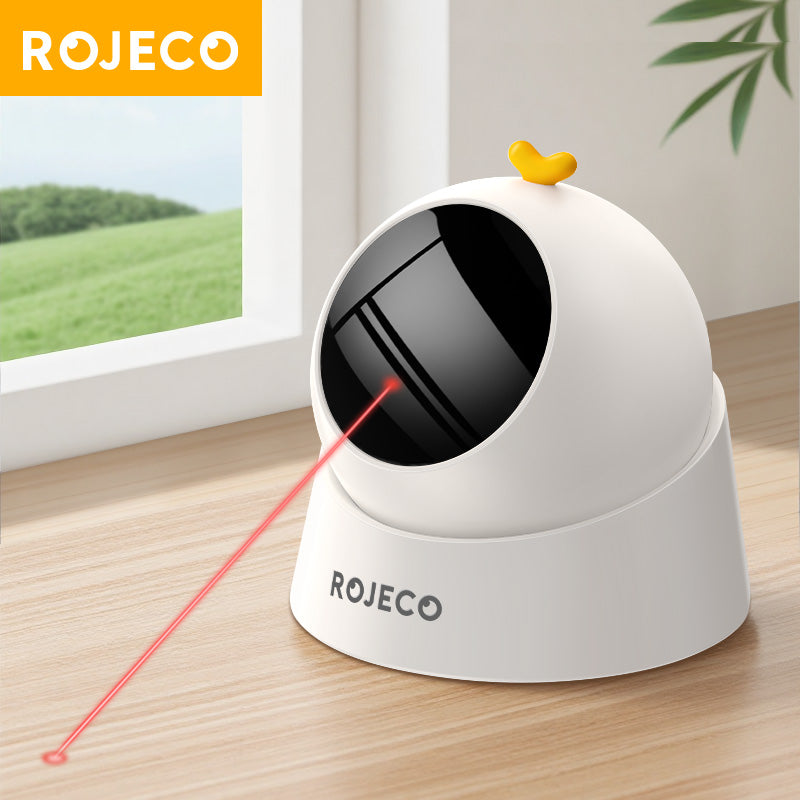 Brinquedo automático em formato circular projetando laser no chão