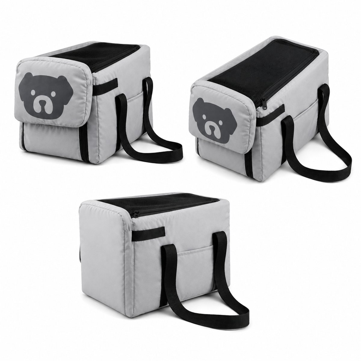 Cadeirinha de Carro para Pet — ângulos e variações em fundo branco