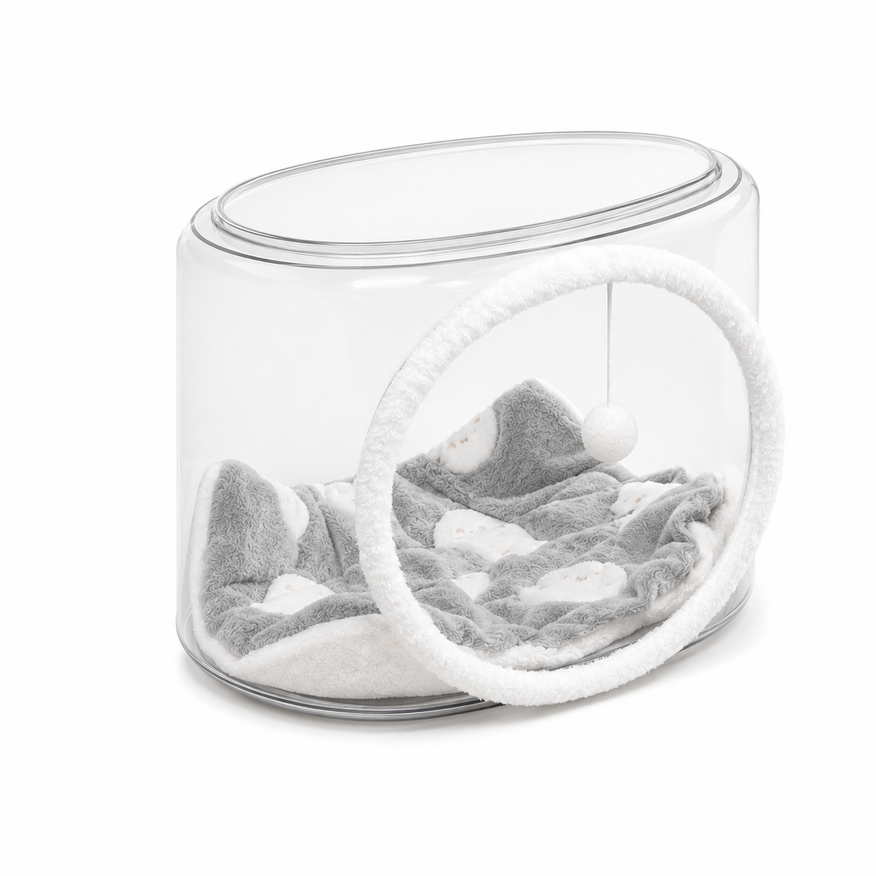 Cama Cápsula Espacial para Gatos Transparente — vista alternativa em fundo grafite