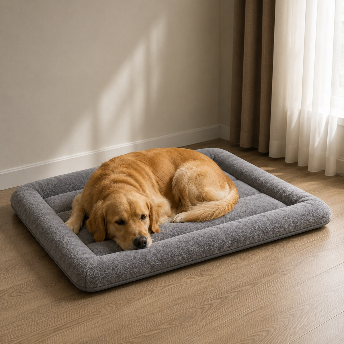 Cama de Pelúcia Ultra Macia para Cães e Gatos em ambiente doméstico, mostrando a escala real