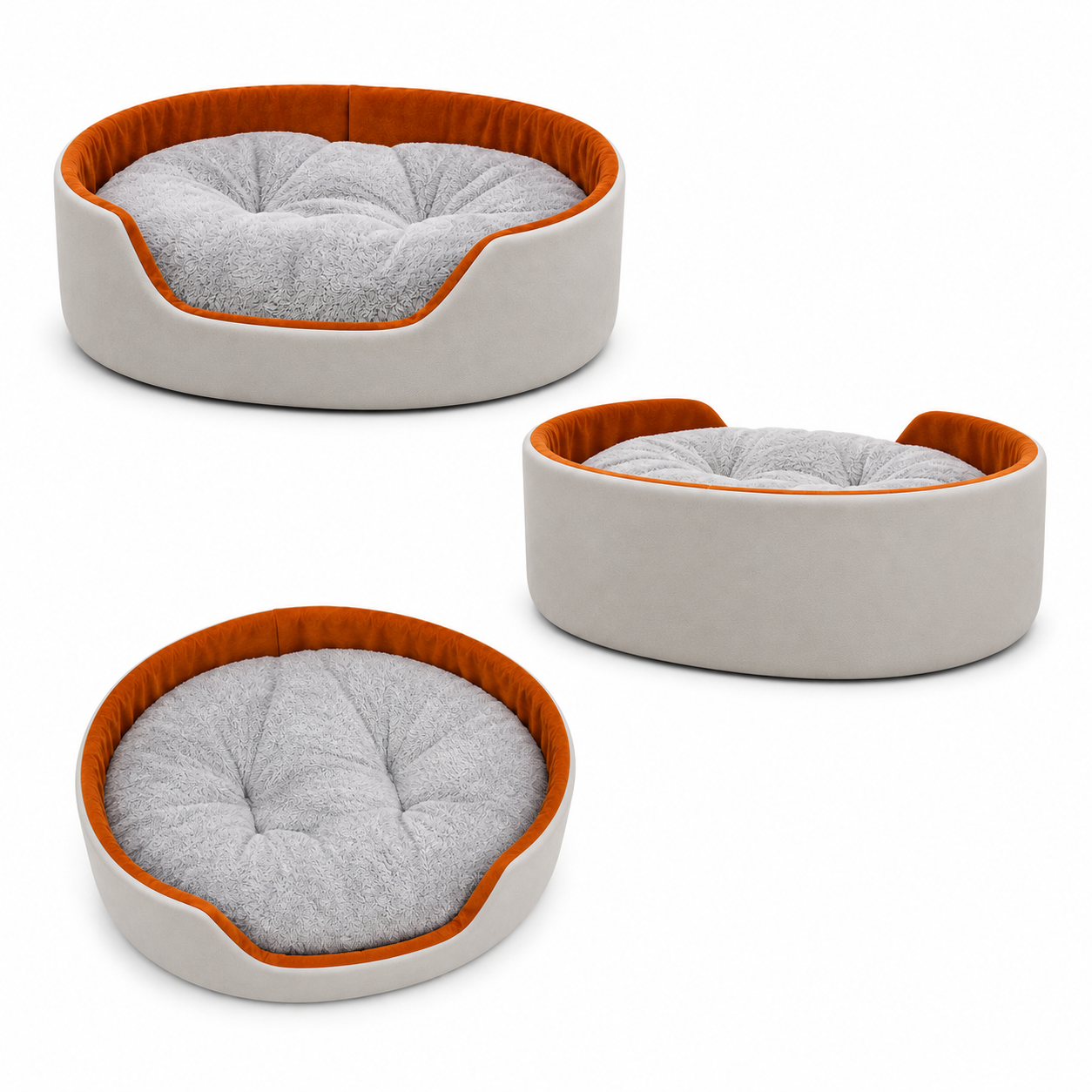 Cama para Gatos 60x40cm: Repouso e Conforto Térmico — ângulos e variações em fundo branco