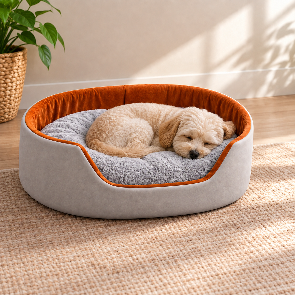 Cama para Gatos 60x40cm: Repouso e Conforto Térmico em ambiente doméstico, mostrando a escala real