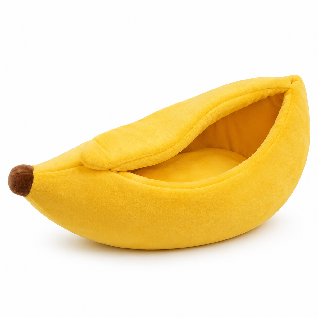Cama Pet Banana Aconchegante para Inverno — vista frontal completa em fundo branco