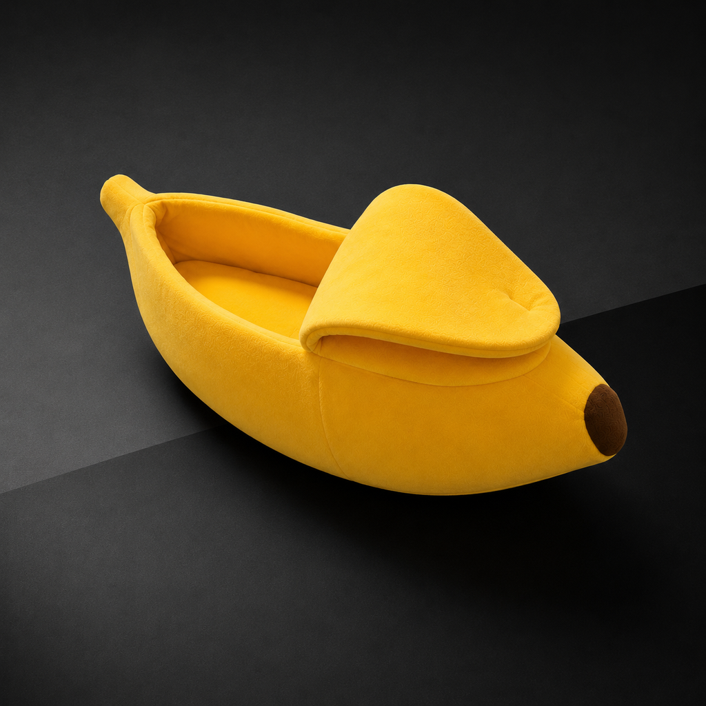 Cama Pet Banana Aconchegante para Inverno — vista alternativa em fundo grafite