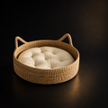Cama Rattan para Gatos Donut com Almofada Aconchegante — foto principal em fundo grafite
