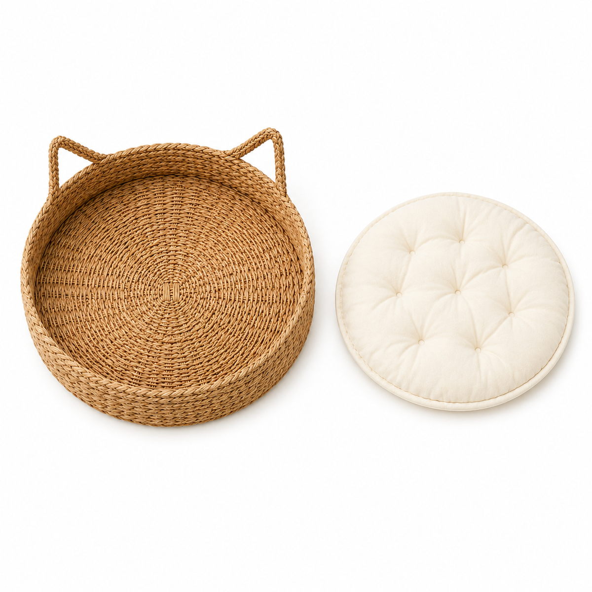 Itens inclusos — Cama Rattan para Gatos Donut com Almofada Aconchegante