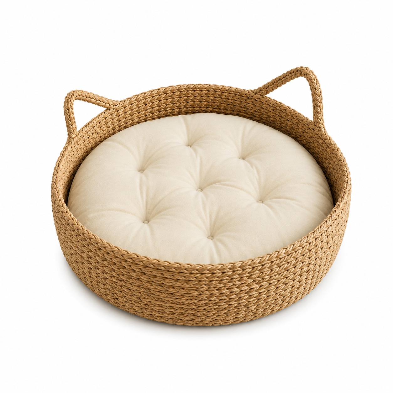 Cama Rattan para Gatos Donut com Almofada Aconchegante — vista alternativa em fundo grafite