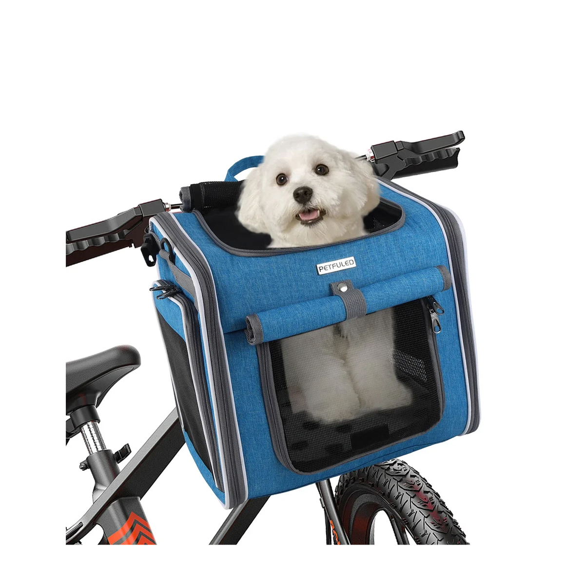 Cesta Transportadora de Bicicleta Expansível para Pets — vista alternativa em fundo grafite