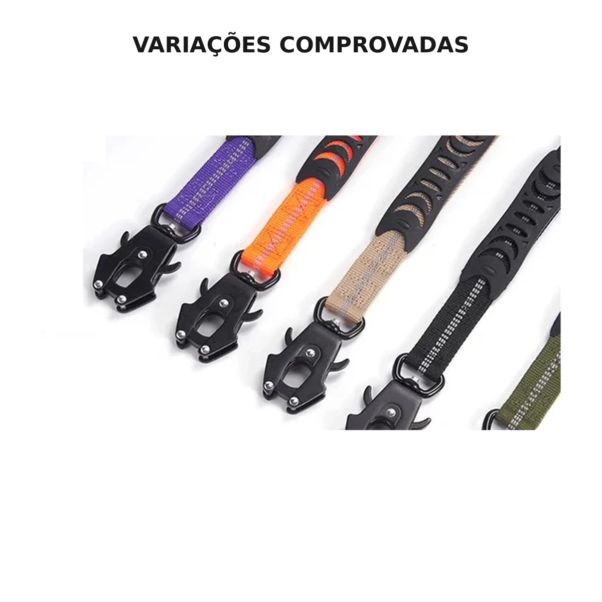 Cinto de Segurança para Cão no Carro Absorvente — ângulos e variações em fundo branco