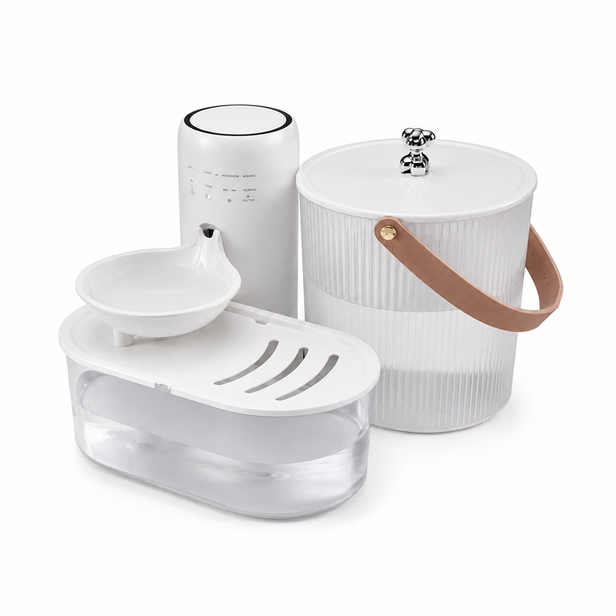Fonte de Água Sem Fio Inclinável 2600mAh para Pets — vista frontal completa em fundo branco