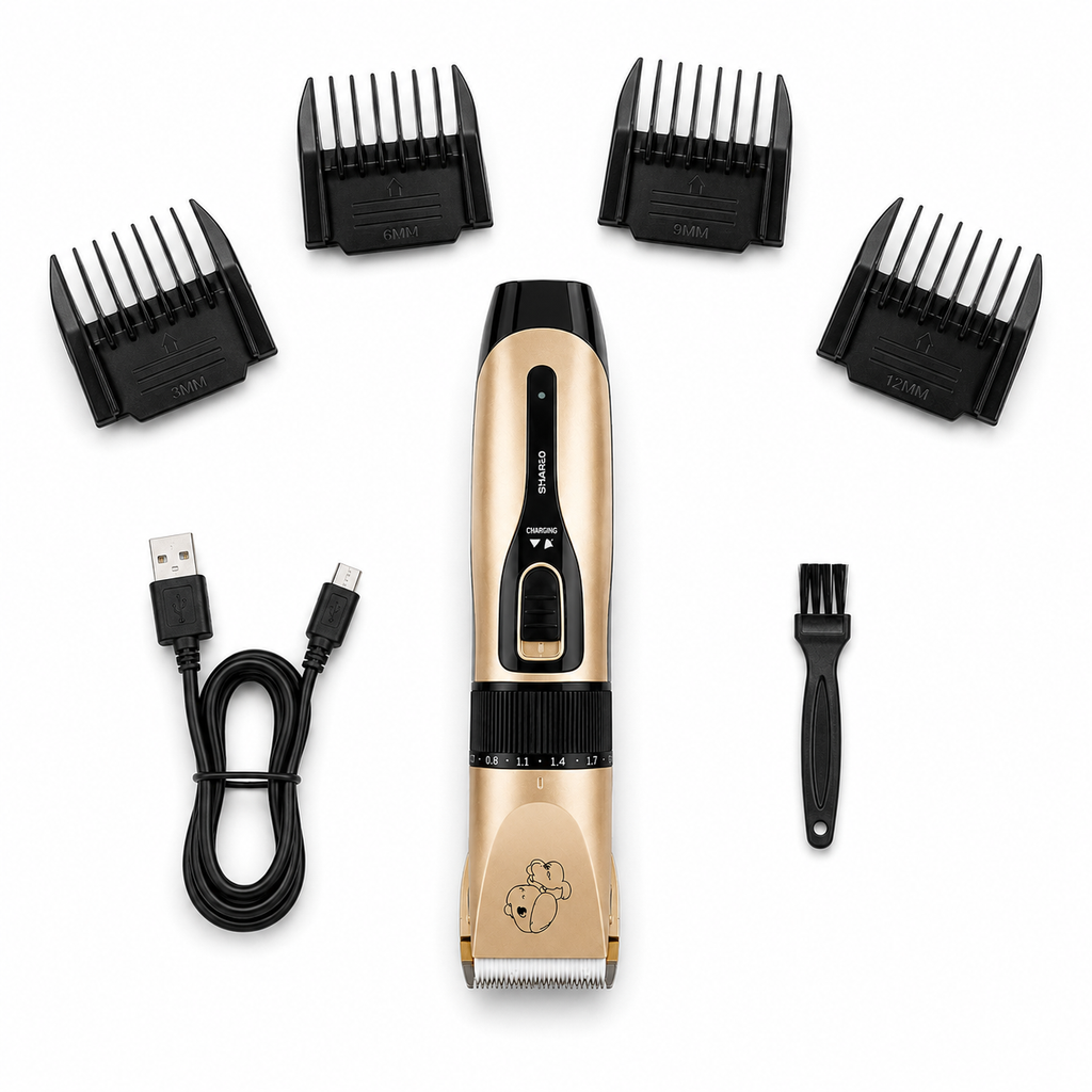 Kit Higiene Pet: Tosador e Lixador de Unhas Elétrico — vista frontal completa em fundo branco