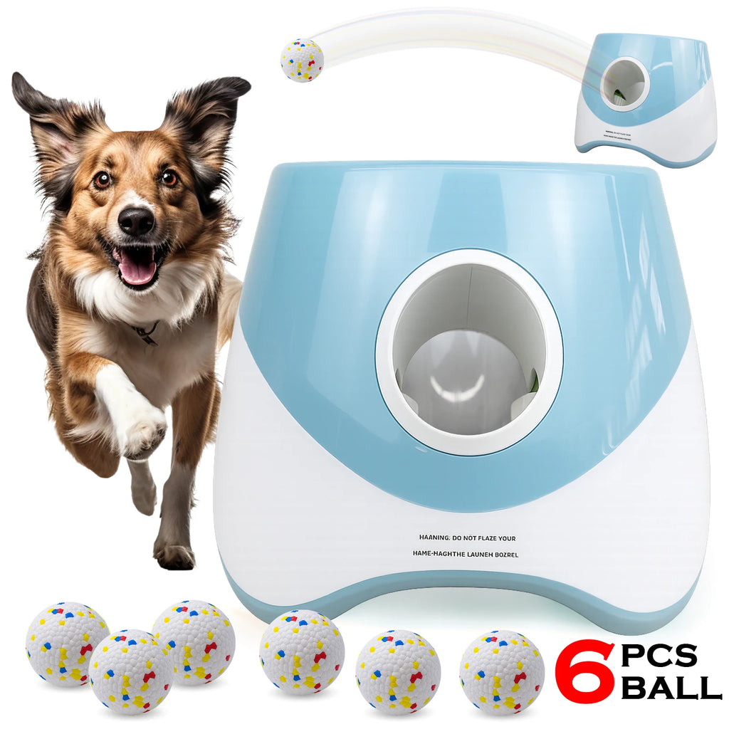 Lançador automático de bolas para cães em uso