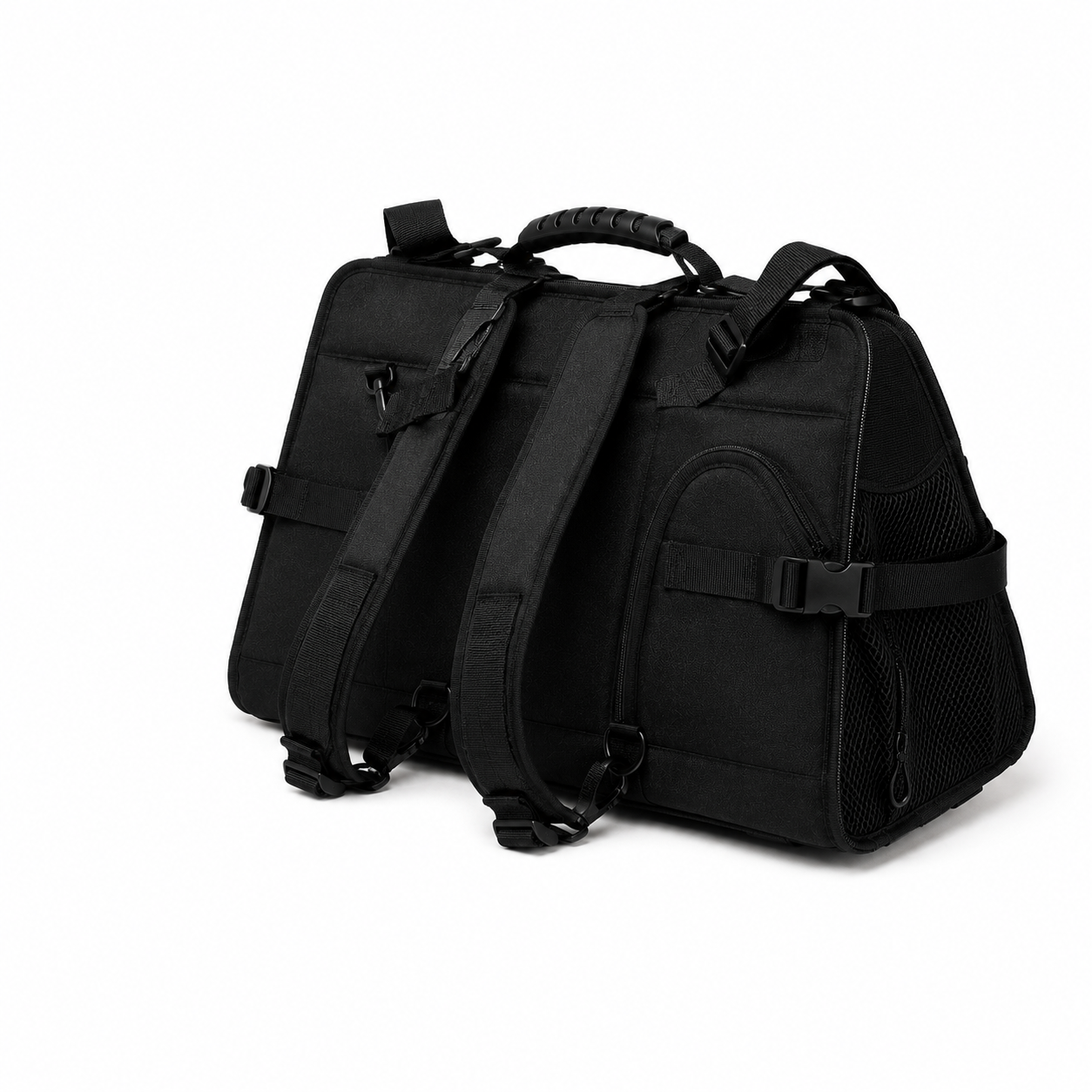 Mochila de Viagem Pet Respirável para Passeio e Transporte em uso, demonstrando o funcionamento