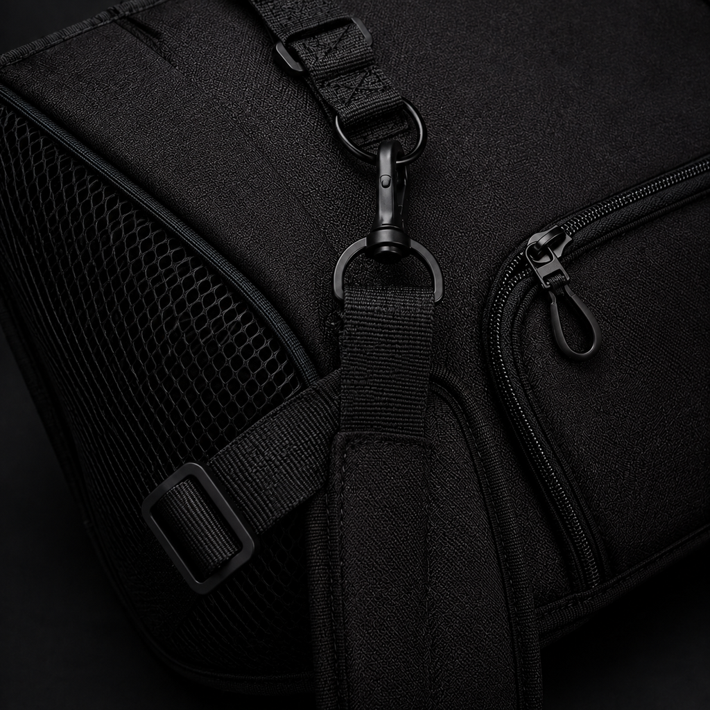 Detalhe de construção e acabamento — Mochila de Viagem Pet Respirável para Passeio e Transporte