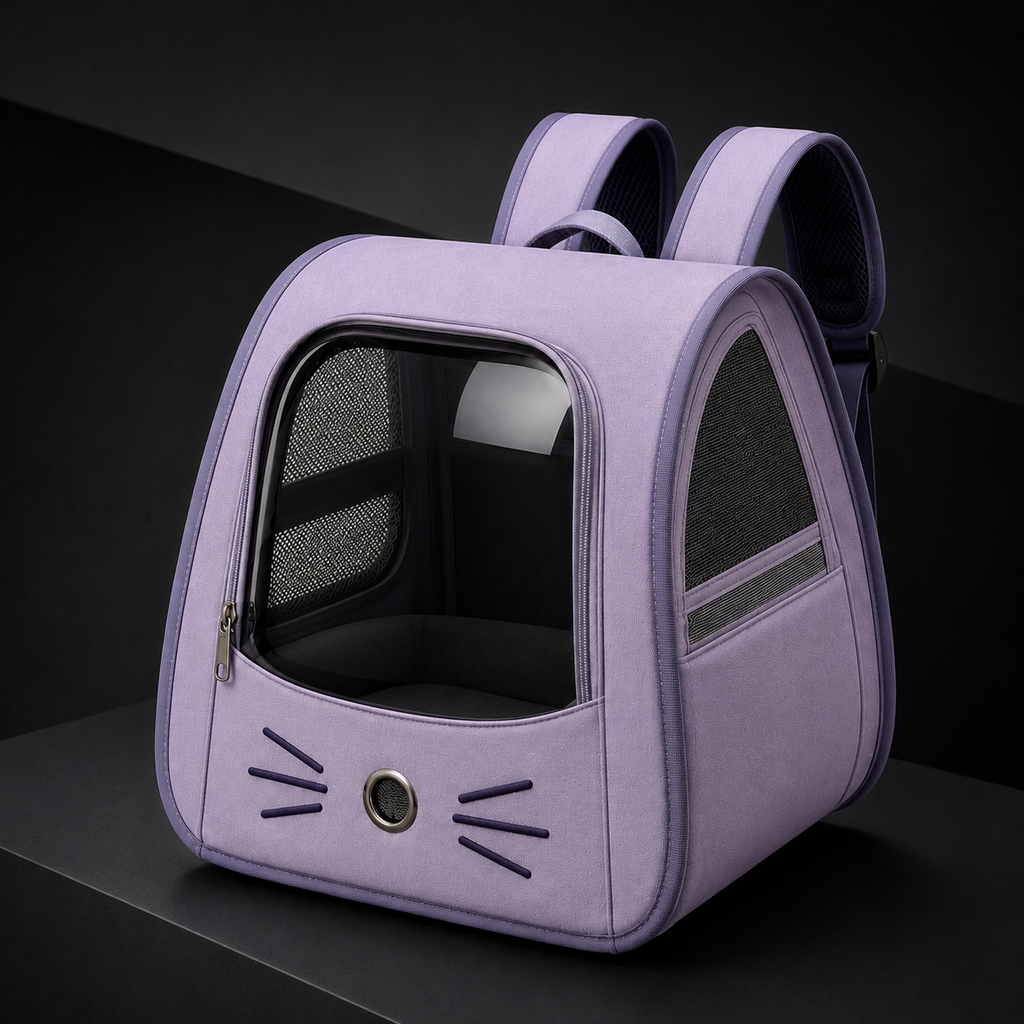 Mochila Pet Visor Transparente — foto principal em fundo grafite