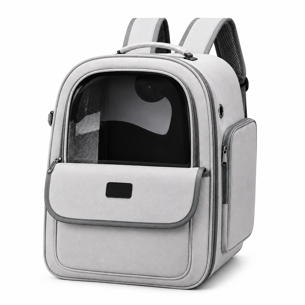Mochila Transportadora Pet Dobrável e Respirável — vista frontal completa em fundo branco