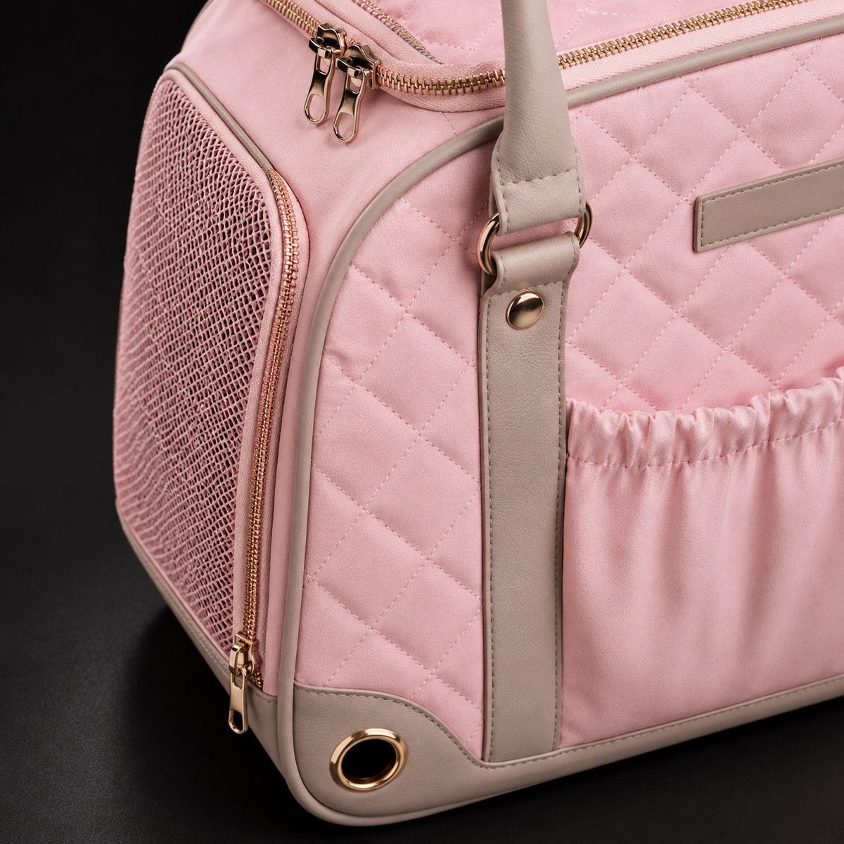 Detalhe de construção e acabamento — Bolsa de Transporte Pet Estilo Bolsa de Mão com Tela Respirável