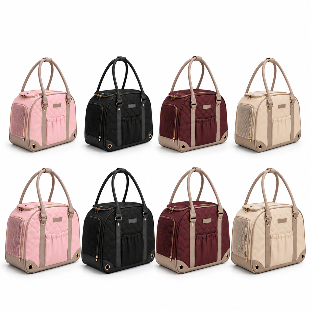 Bolsa de Transporte Pet Estilo Bolsa de Mão com Tela Respirável — ângulos e variações em fundo branco