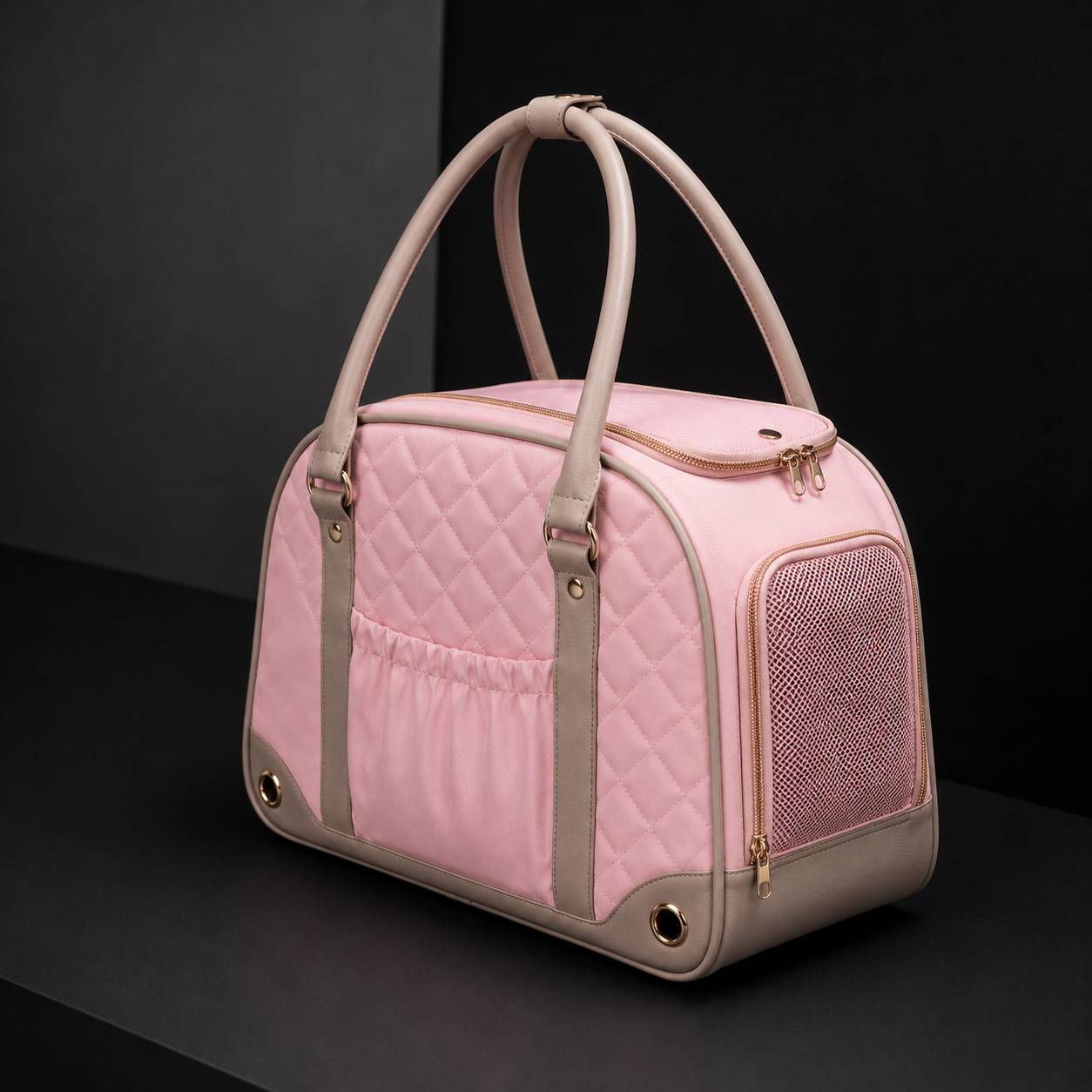Bolsa de Transporte Pet Estilo Bolsa de Mão com Tela Respirável — vista alternativa em fundo grafite